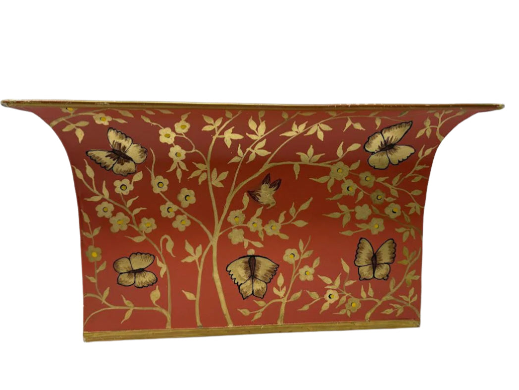 Red & Gold Butterfly Flared Planter