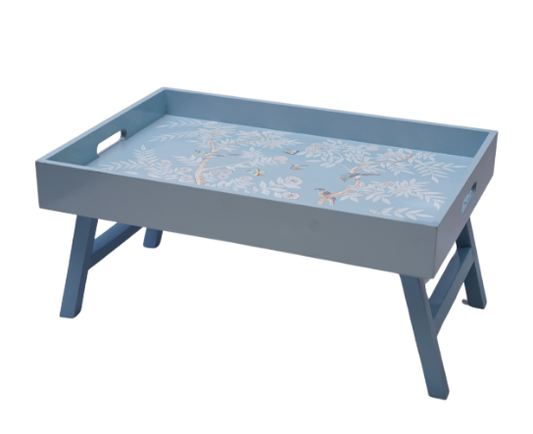 Blue Chinoiserie Wood Breakfast Tray