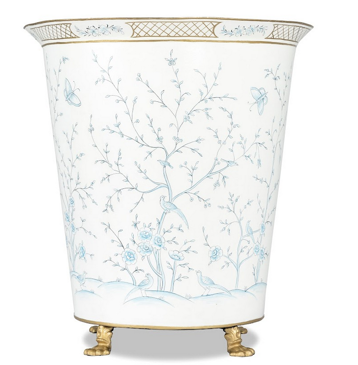 Ivory & Blue Chinoiserie Footed Floor Planter