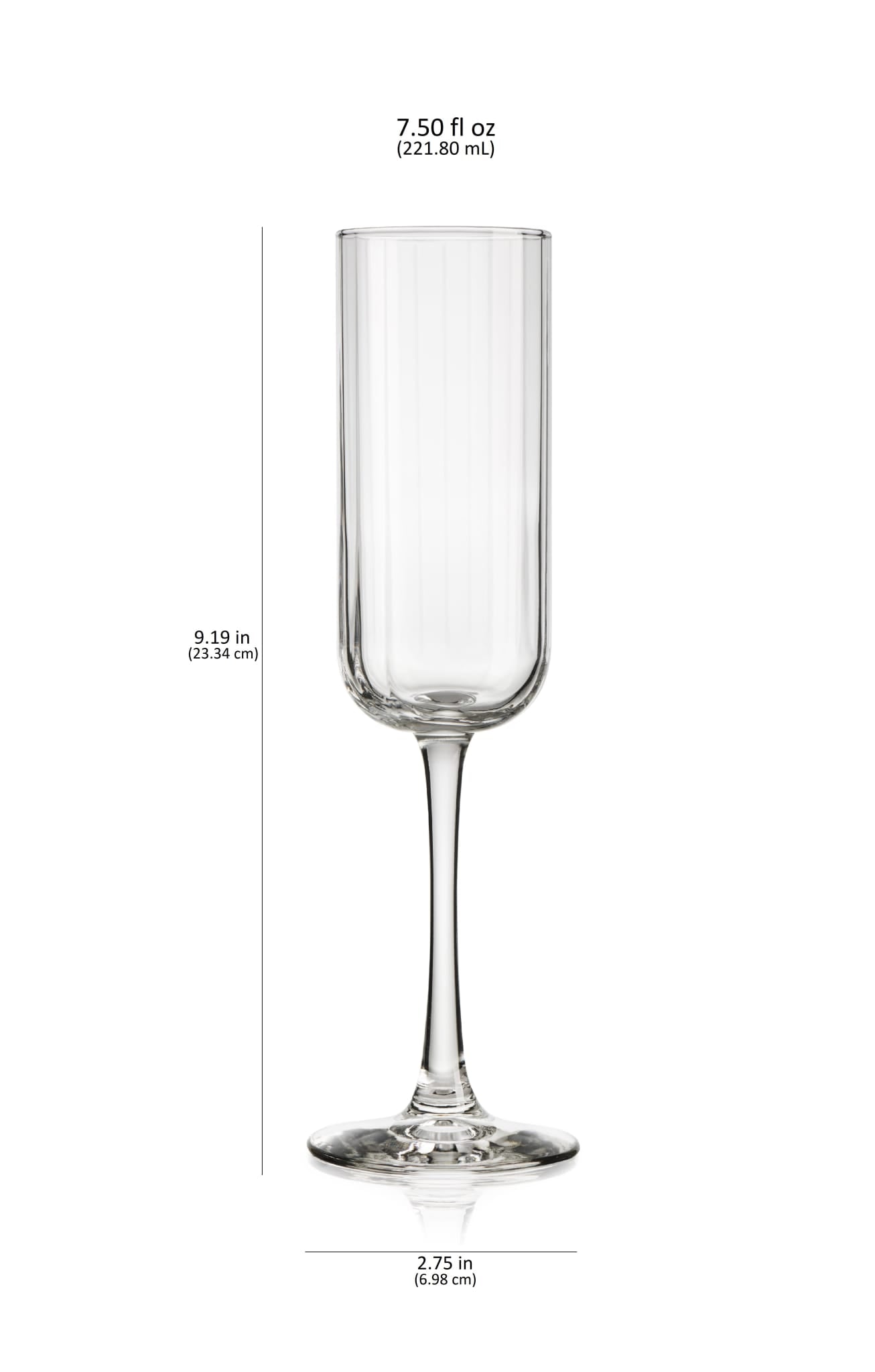 Libbey Paneled Champagne Flute Glasses, 7.5 ounce, Set of 4