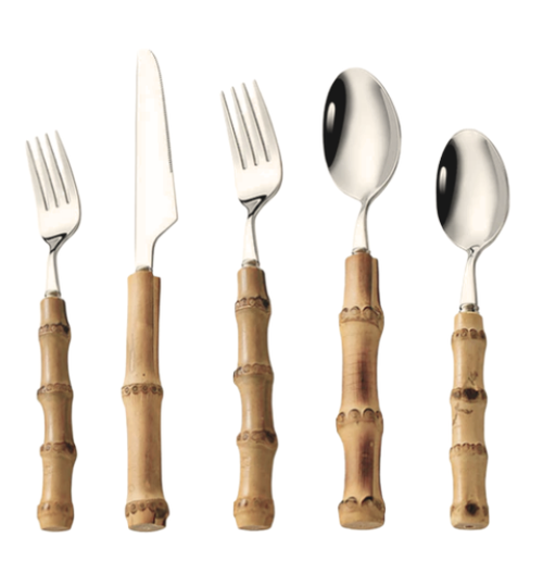 5-Piece Genuine Bamboo Flatware