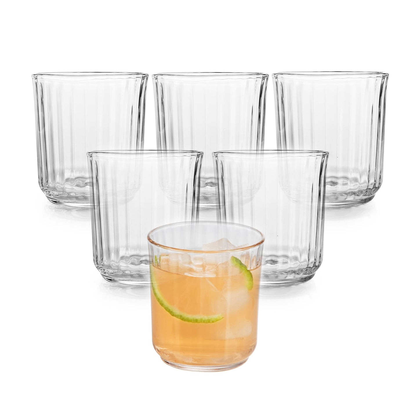 Libbey Paneled Double Old Fashioned Rocks Glasses, 11.2 ounce, Set of 6