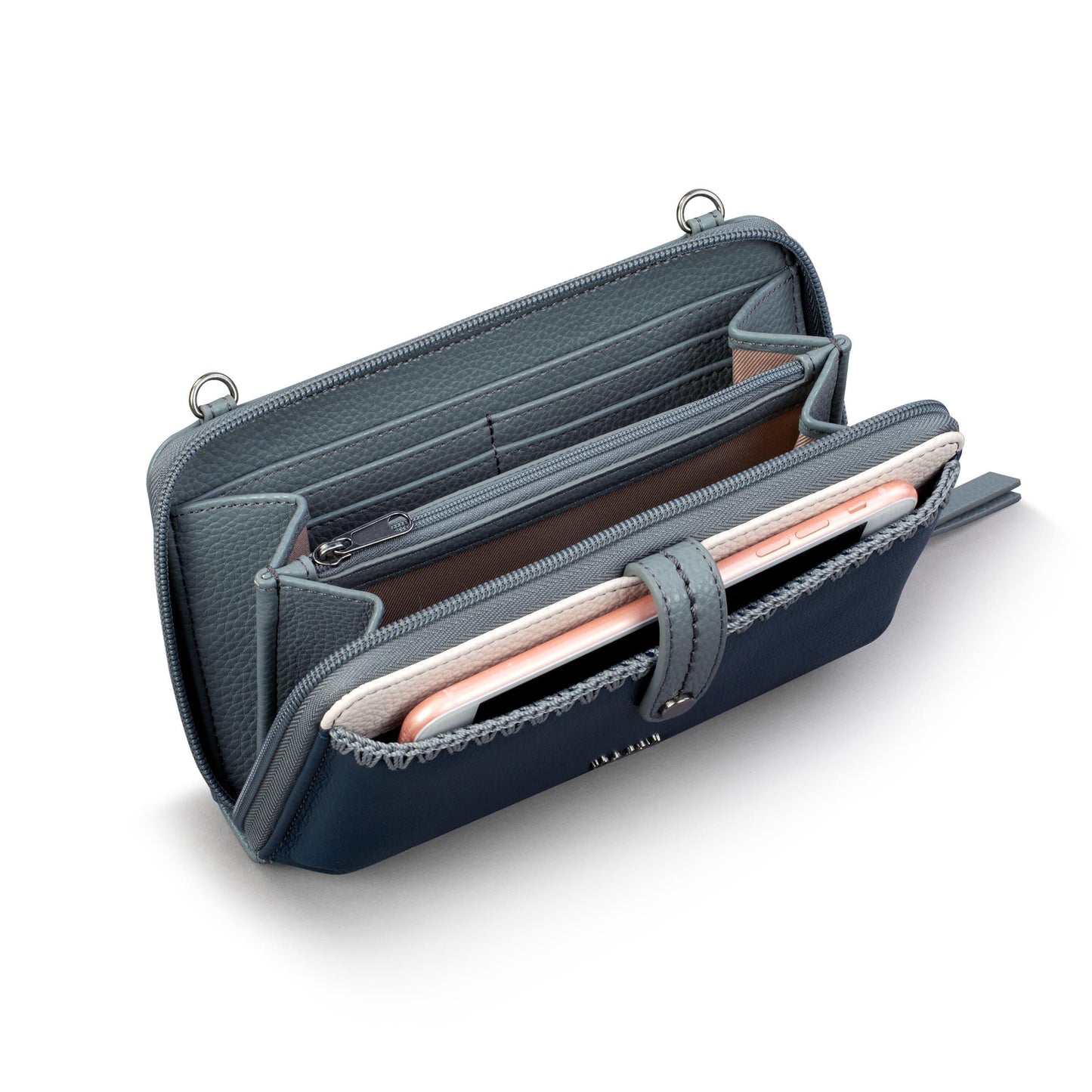 Iris Smartphone Wallet - Leather - Dusty Blue Block