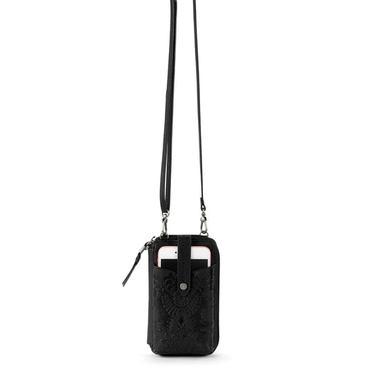 Silverlake Smartphone Wallet - Leather - Black Floral Embossed