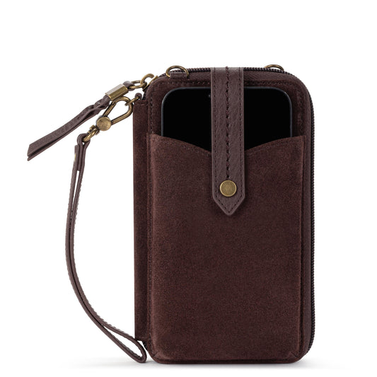 Silverlake Smartphone Wallet - Leather - Mahogany Suede