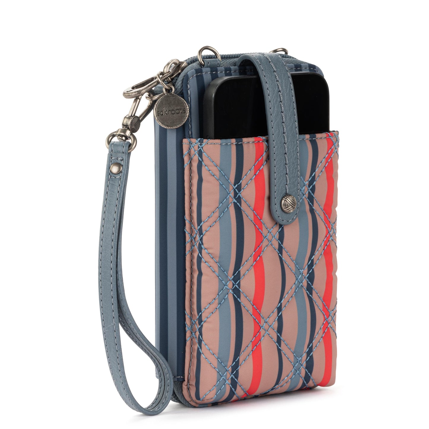 Salinas Smartphone Wallet - EcoTwill - Vintage Multi Stripe Diamond Quilted