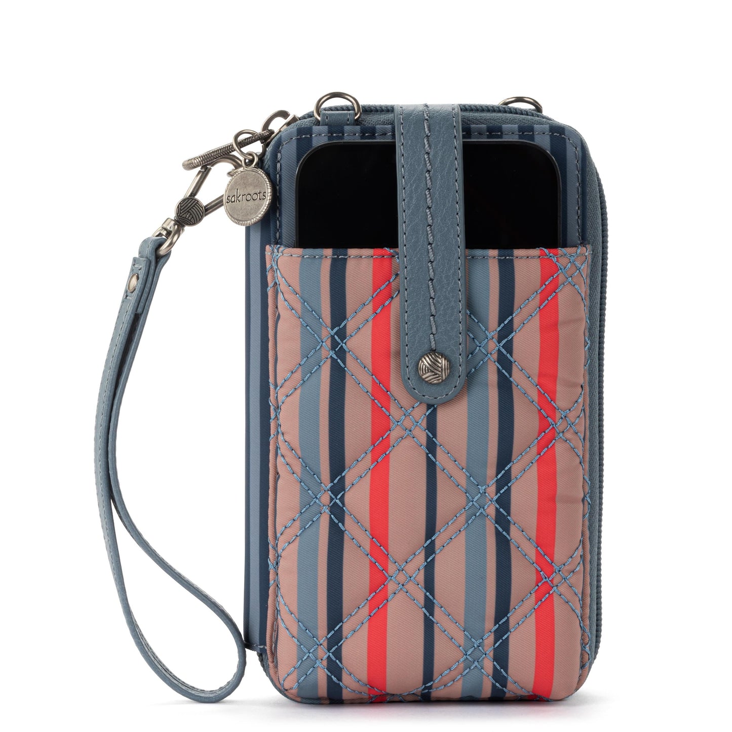 Salinas Smartphone Wallet - EcoTwill - Vintage Multi Stripe Diamond Quilted