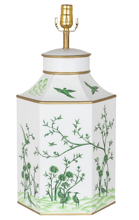 Ivory & Green Hexagon Lamp