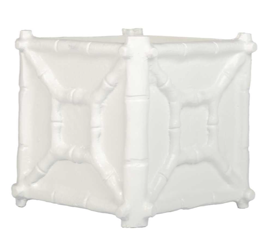 White Rustic Bamboo Box Planter