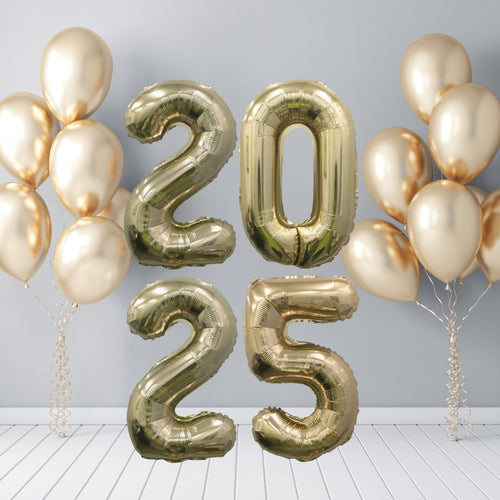 2025 Gold Number Balloons