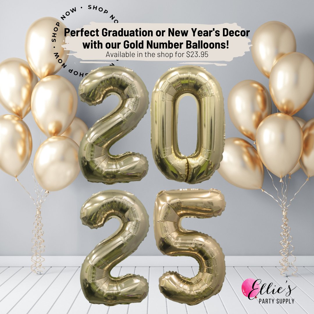 2025 Gold Number Balloons