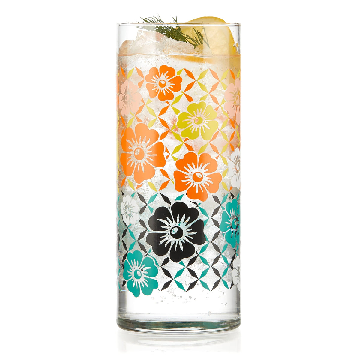 Libbey Vintage Flower Power Cooler Glasses, 16 ounce, Set of 4