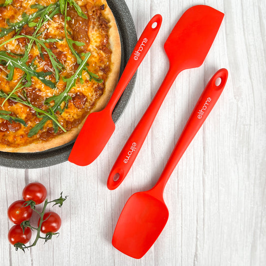 3 Piece Silicone Spatula Set - Red