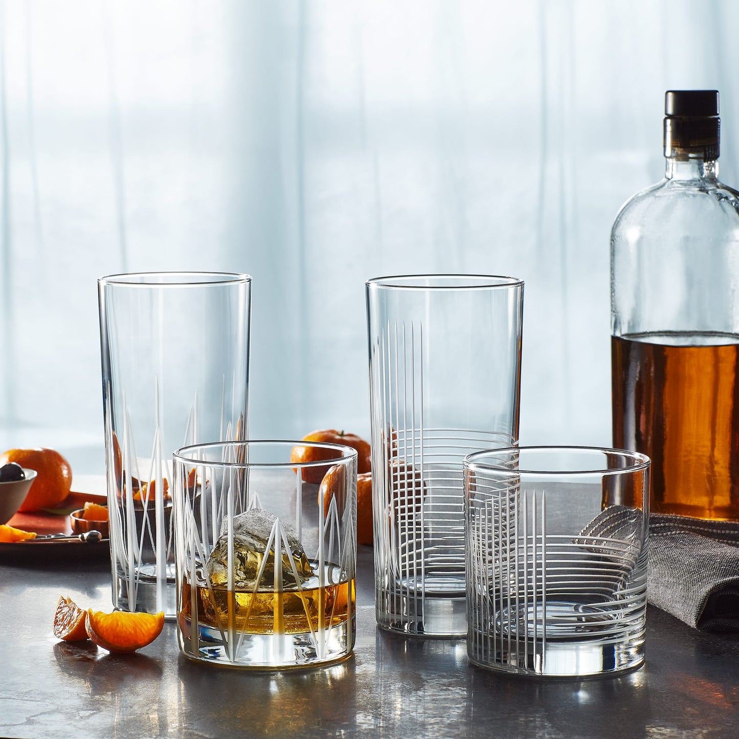 Libbey Cut Cocktails Passage Rocks Glasses, 11 ounce, Set of 4