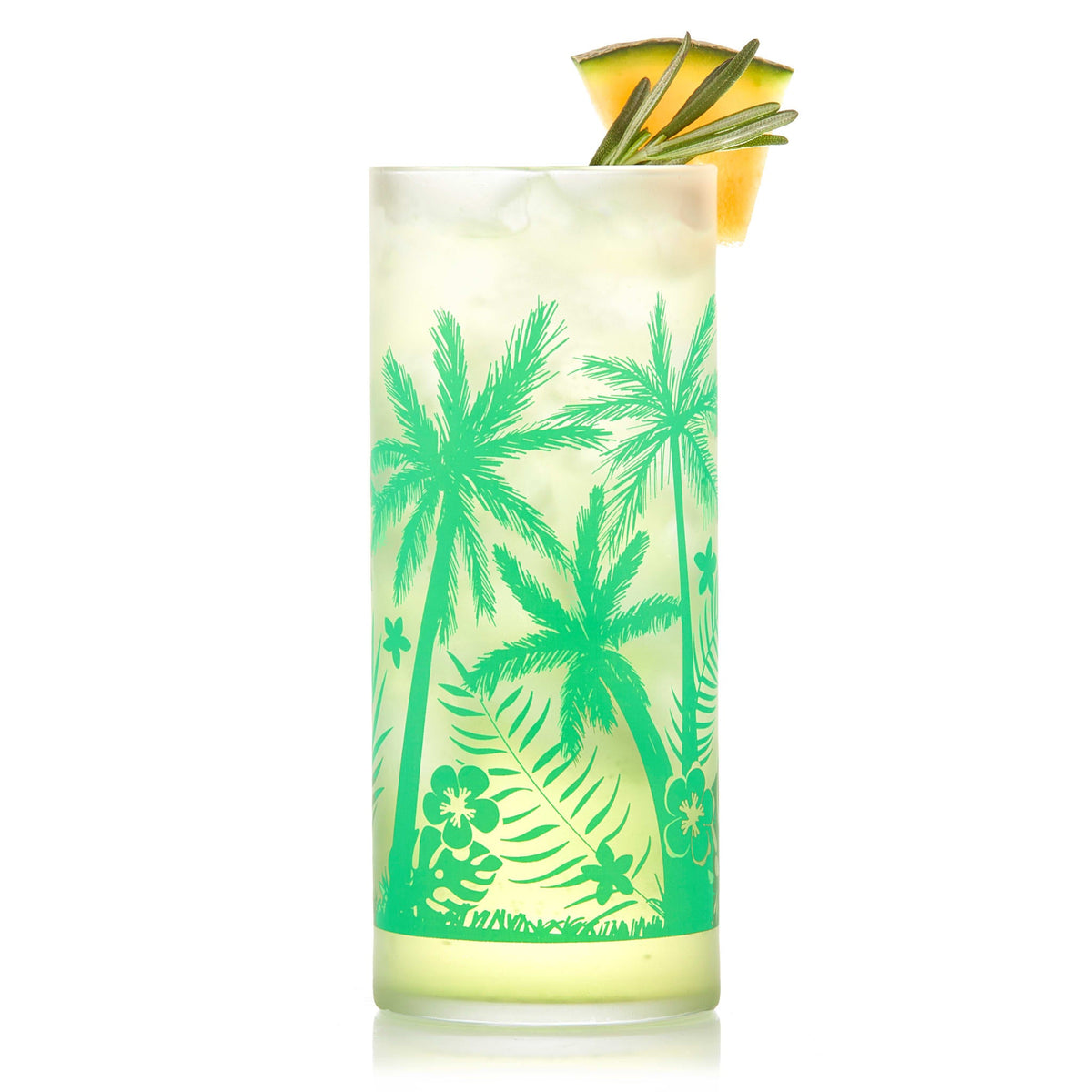 Libbey Vintage Palm Trees Cooler Glasses, 16 ounce, Set of 4
