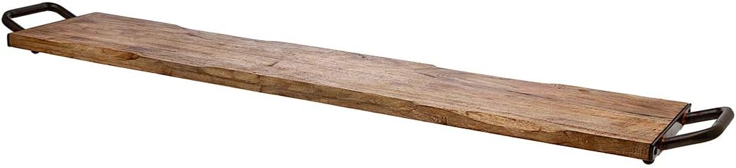 Godinger Wood Serving Tray, Charcuterie Platter Cheese Board with Metal Handles - 40 inch