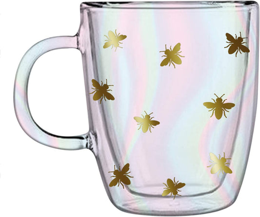 Creative Brands Slant CollectionsGlass Coffee/Tea Mug, 12-Ounce, Buzzing Bees (10-04859-267)