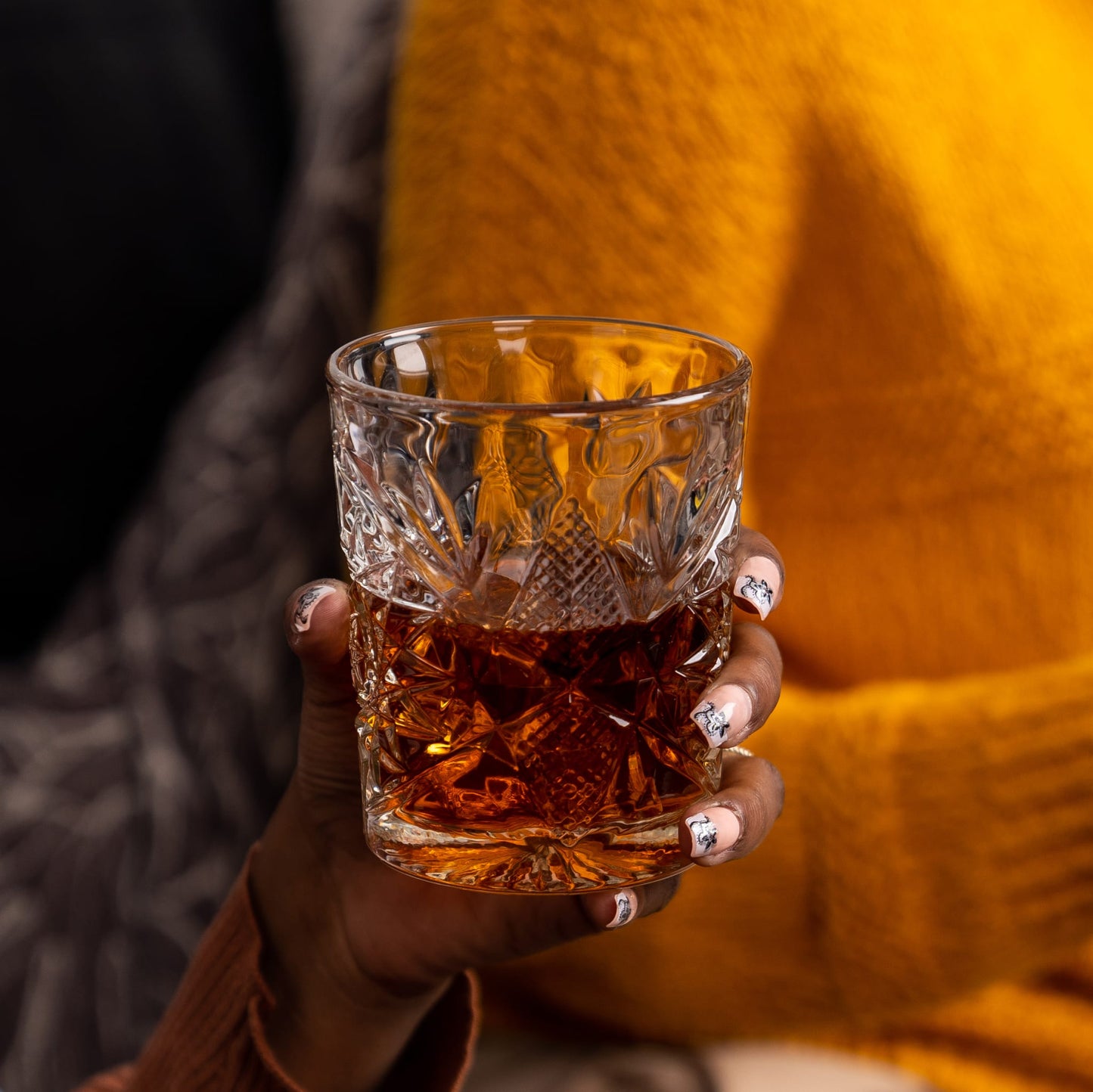 Libbey Hobstar Double Old Fashioned Glasses, 12 ounce, Clear, Set of 4