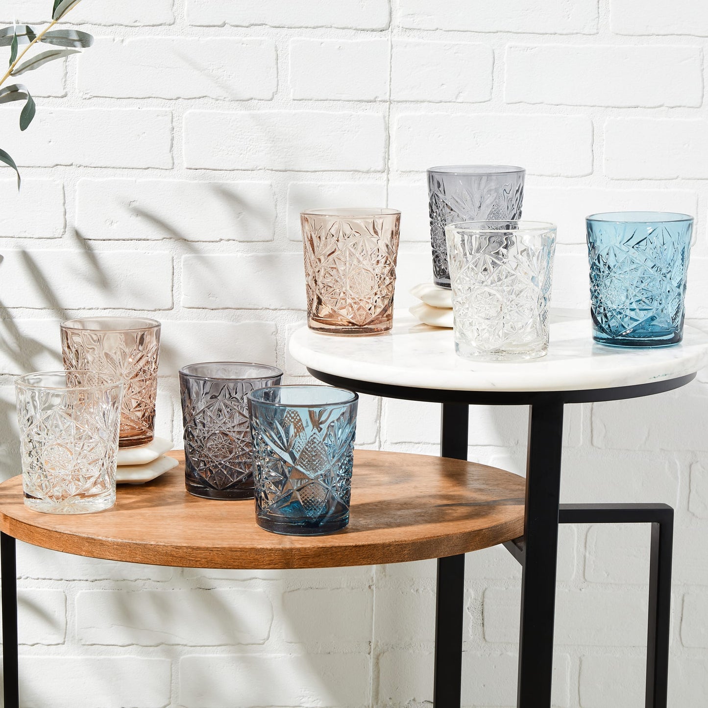 Libbey Hobstar Double Old Fashioned Glasses, 12 ounce, Clear, Set of 4