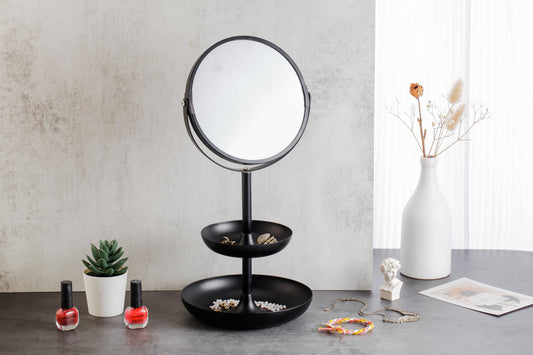 Two Tier Standing Makeup Mirror Tray with Storage