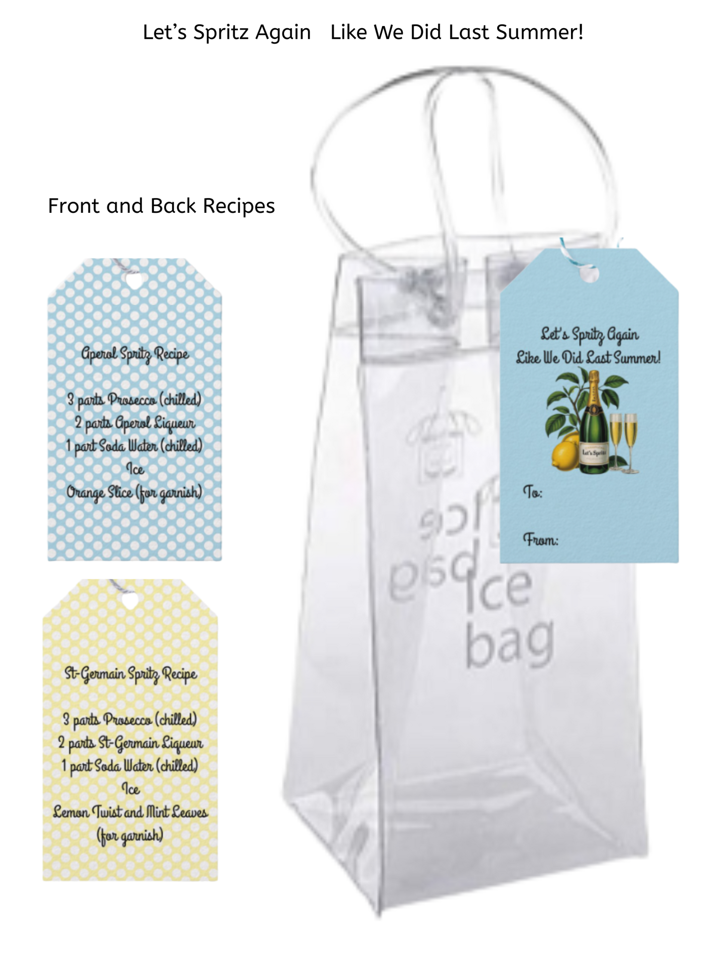 Giftable Ice Bag for Wine & Spritz Recipe Gift Tags