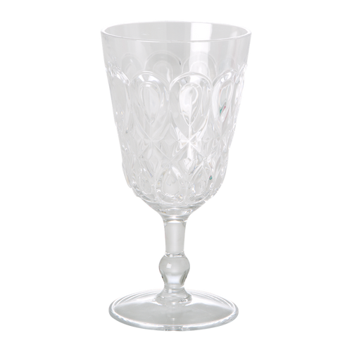 Acrylic Wine Glass with Swirly Embossed Detail - Clear