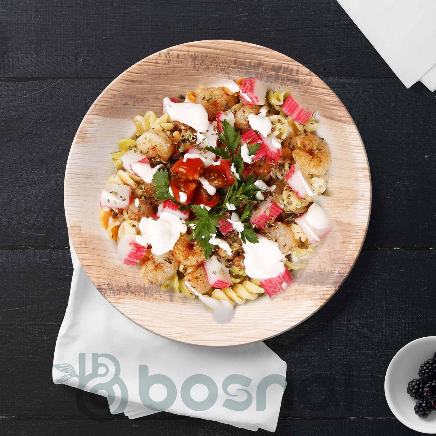 BOSNAL Palm Leaf Biodegradable 10" & 6" Round Plates and Cutlery Combo (25 Each Plates, 50 Forks, 25 Spoons, 25 Knives), Eco-Friendly, Compostable, Bamboo-Wood Style, Durable & Restaurant-Grade