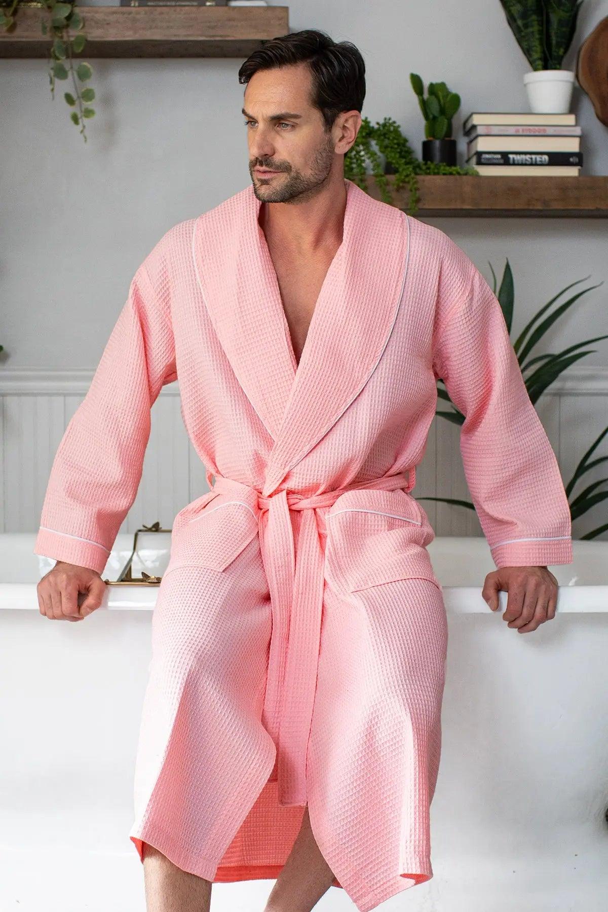 Premium Waffle Piping Robe for Men