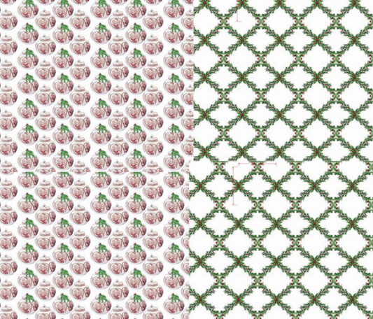 Reversible Red Ginger Jar and Trellis Gift Wrap