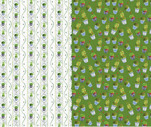 Reversible Green Topiary and Green Boxwood Gift Wrap