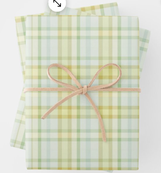 Rainbow Row Pastel Blue Plaid Wrapping Paper