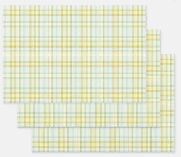 Rainbow Row Pastel Blue Plaid Wrapping Paper