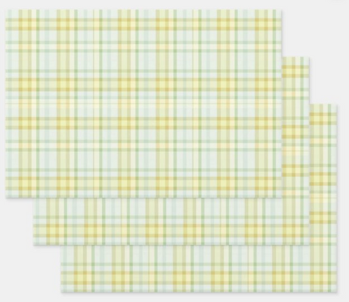 Rainbow Row Pastel Blue Plaid Wrapping Paper