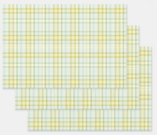 Rainbow Row Pastel Blue Plaid Wrapping Paper