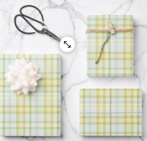 Rainbow Row Pastel Blue Plaid Wrapping Paper