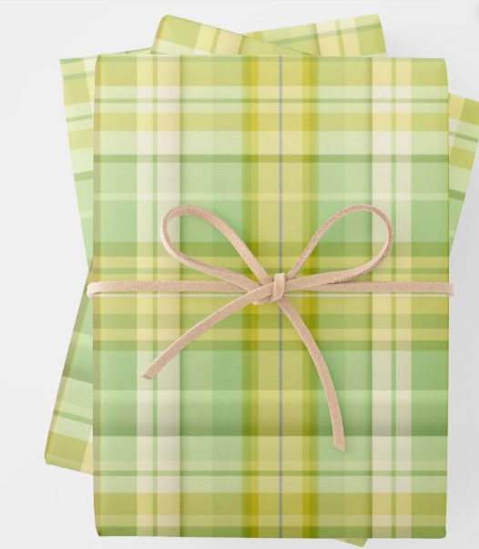 Rainbow Row Pastel Butter Yellow and Green Wrapping Paper