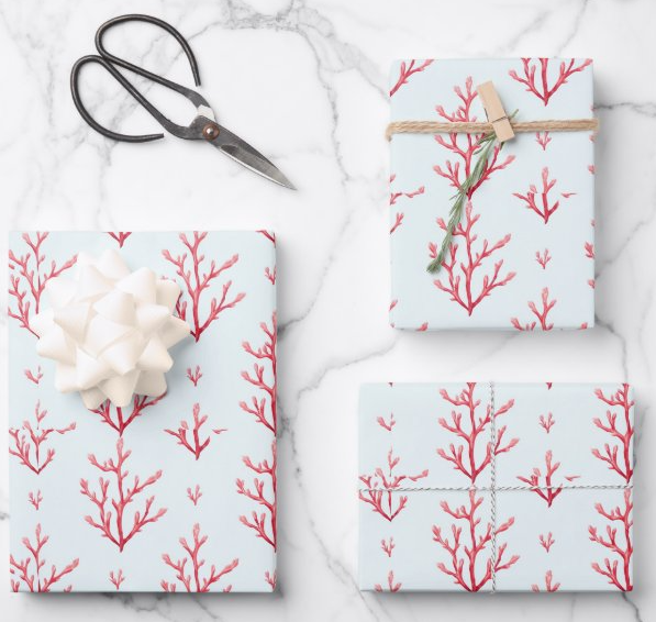 Rainbow Row Pastel Coral Pattern Wrapping Paper