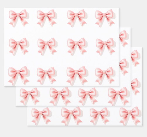 Rainbow Row Pretty Pink Bows Wrapping Paper