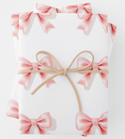 Rainbow Row Pretty Pink Bows Wrapping Paper