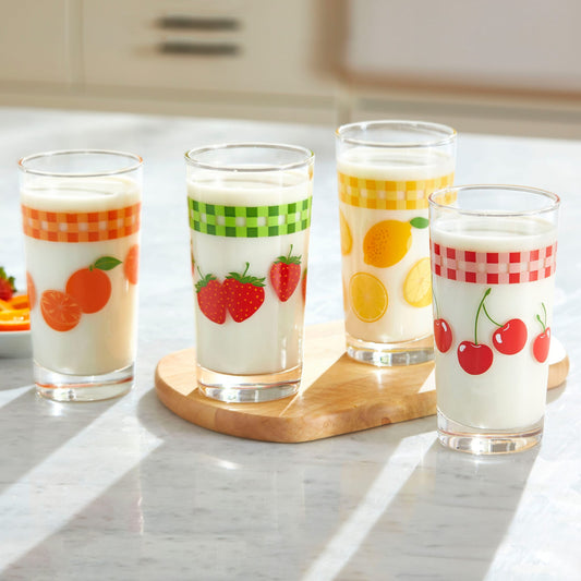 Libbey Vintage Juice Glasses, 11 ounce, Assorted, Set of 4