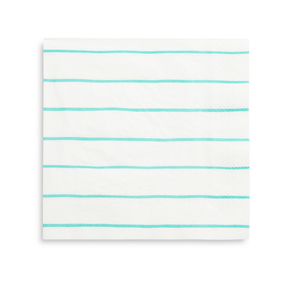 Aqua Green Striped Paper Napkins
