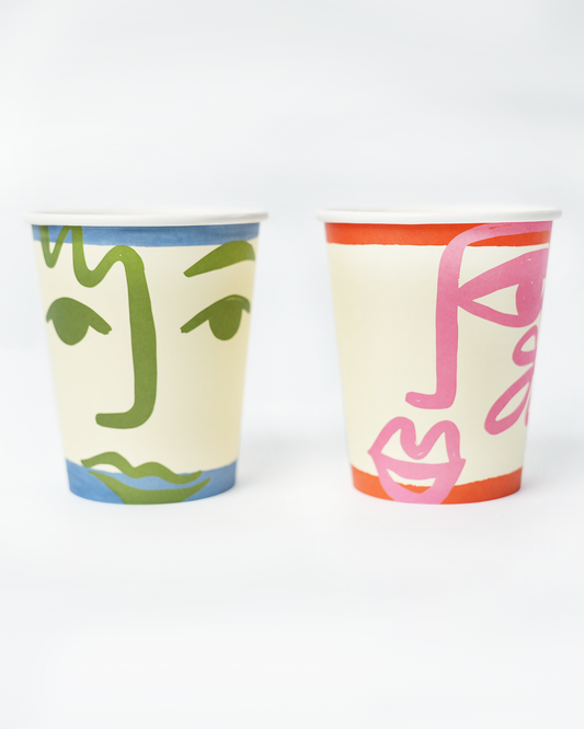 Face Party Cups (x 12) - Art Party Theme