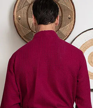 Waffle Kimono Spa Bathrobe for Men -  Absorbent, Lightweight