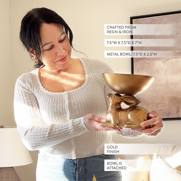 Gold Bunny with Bowl | Brilliant Centerpiece Collection