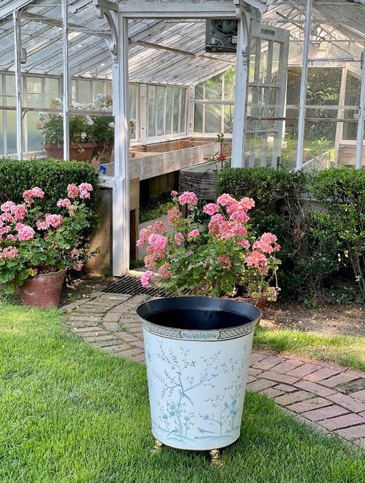 Ivory & Blue Chinoiserie Footed Floor Planter