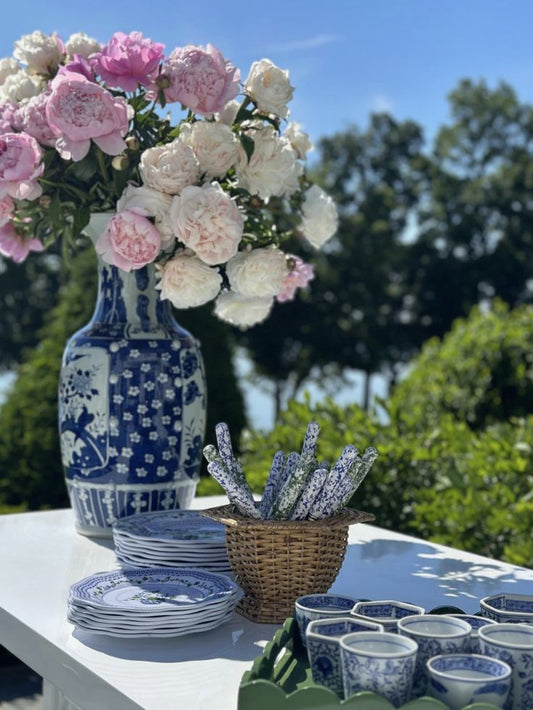 Blue Chinoiserie Five Piece Flatware Set