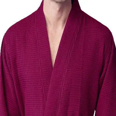 Waffle Kimono Spa Bathrobe for Men -  Absorbent, Lightweight