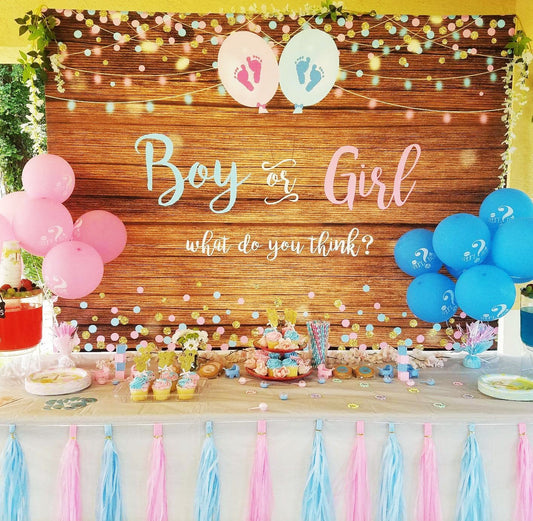 Gender Reveal Vinyl Wood Backdrop