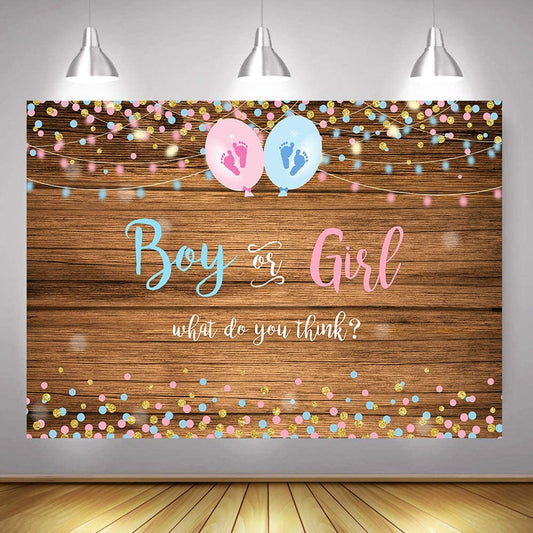 Gender Reveal Vinyl Wood Backdrop