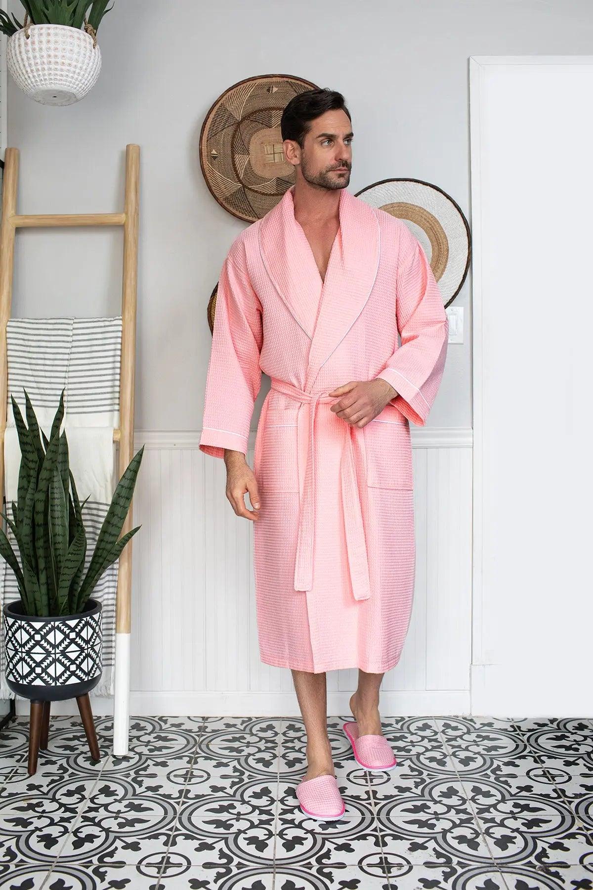 Premium Waffle Piping Robe for Men